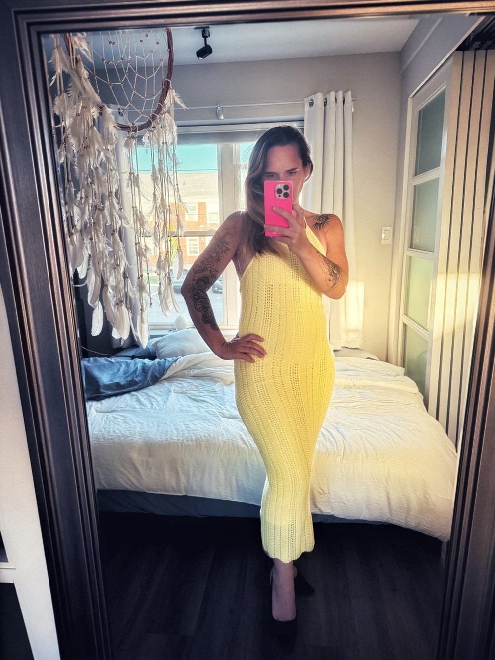 Windsor Pale Yellow Chevron Knit Maxi Dress